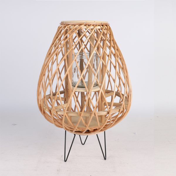 Wicker Standing Cone Lantern