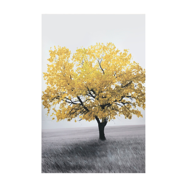 Toile Arbre Rouge - Jaune