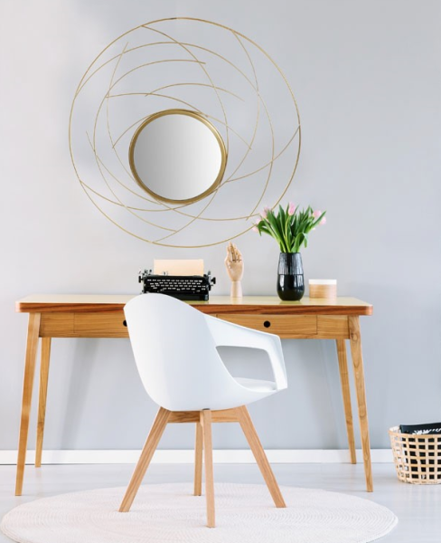 Round Curves Gold Mirror