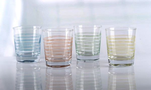 VOGUE Hi Ball Bandes Color Stripes Glasses - Set of 4