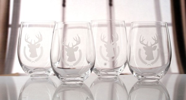 Forested Deer StemlessWine Glasses - Set of 4
