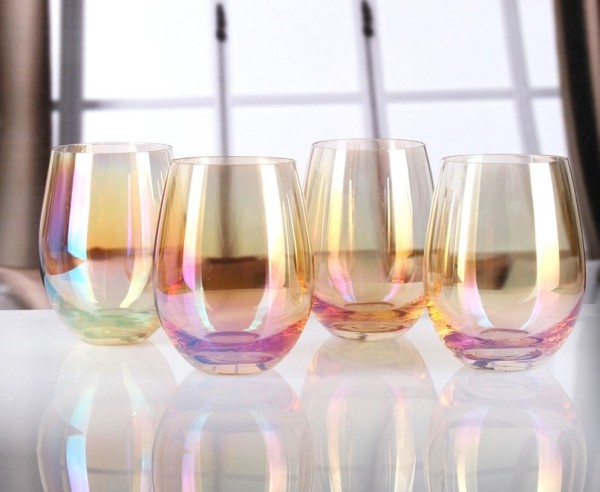 OLYMPE Lustre Stemless Wine Glasses - Set of 4