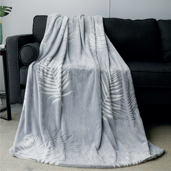 Leaves Blanket Twin Jacquard Plush