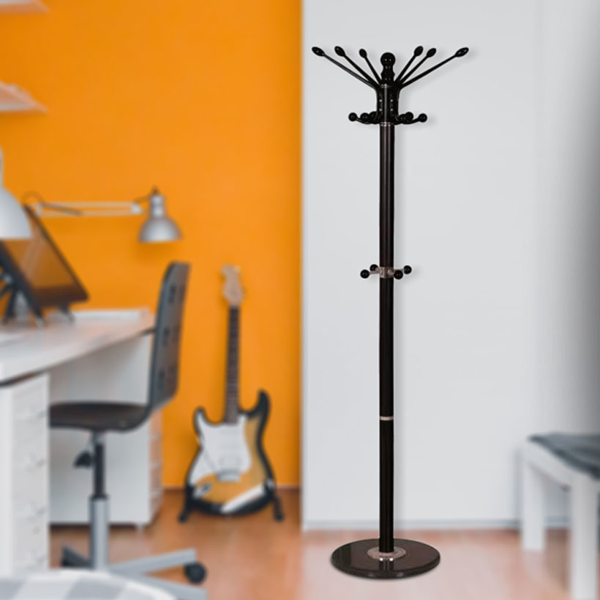 Metal Coat Rack With Black Pole And Marble Base
