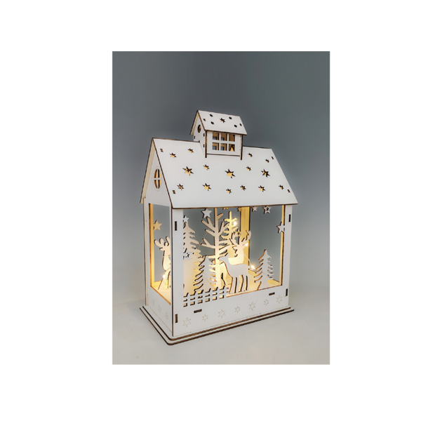 Maison de Noël en bois éclairée-20x29