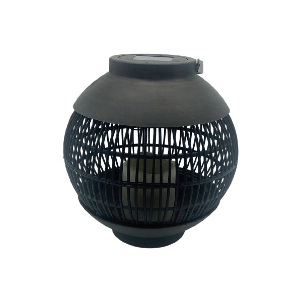 Solar Lantern Dark Wood And Black 22x22x23in