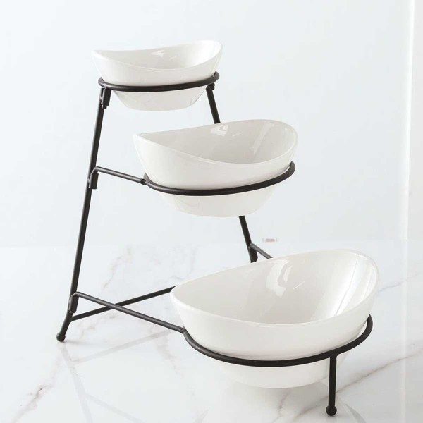 3 Tier Furite Bowl W/Rack White / Black