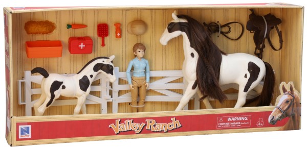 Valley Ranch - Ens. famille de chevaux avec figurine articulée