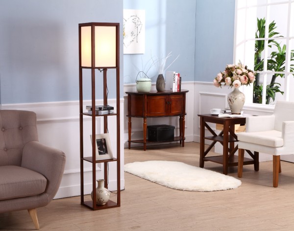 Floor Lamp with Shelf Organizer