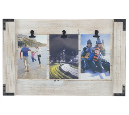 Planche à pinces pour photos en bois