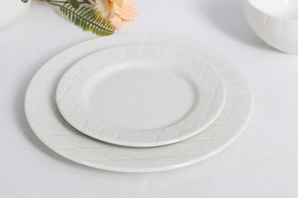 LAUREN TAYLOR- Service de table 12PCS blanc gaufré