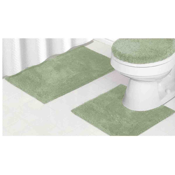 LE SPA - 3pc Bath Mat Set With Latex Anti Slip Backing