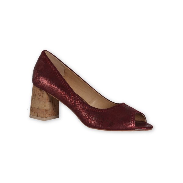 Peep Toe Pumps - Wine Metallic Snake Print - Magasins Hart | Hart Stores