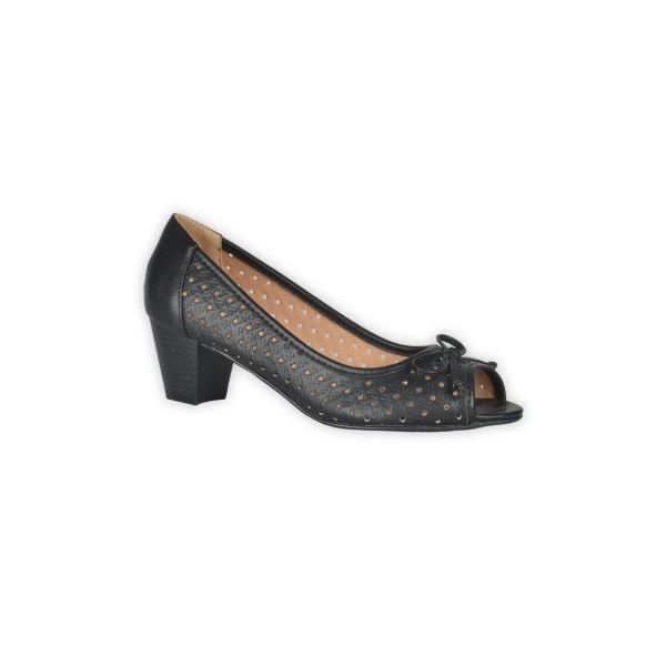 Perforated Peep Toe Pumps - Black - Magasins Hart | Hart Stores