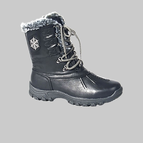 lace up water proof winter boot with fur on top