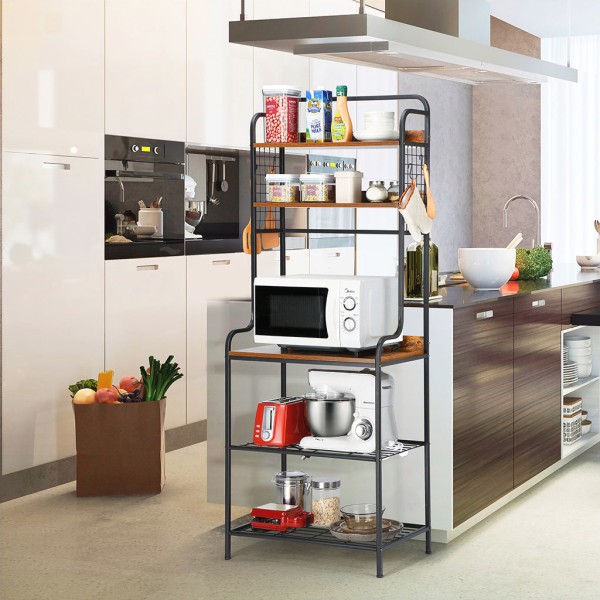 Bakers Metal Rack With Wood Shelves