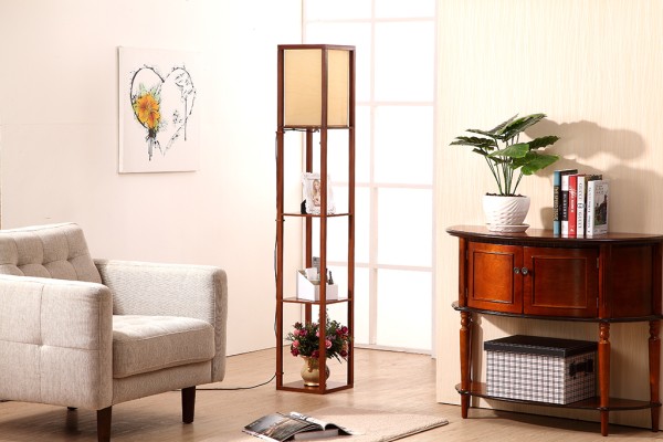 Floor Lamp with Shelf Organizer