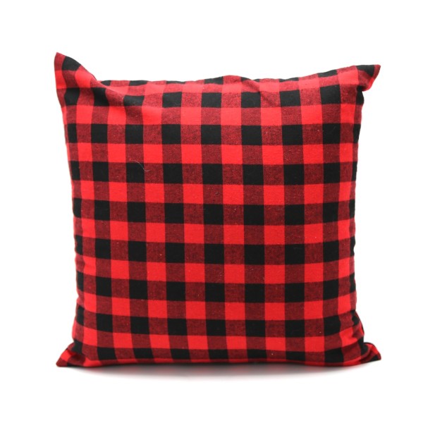 Coussin 18X18 en fausse fourrure à carreaux