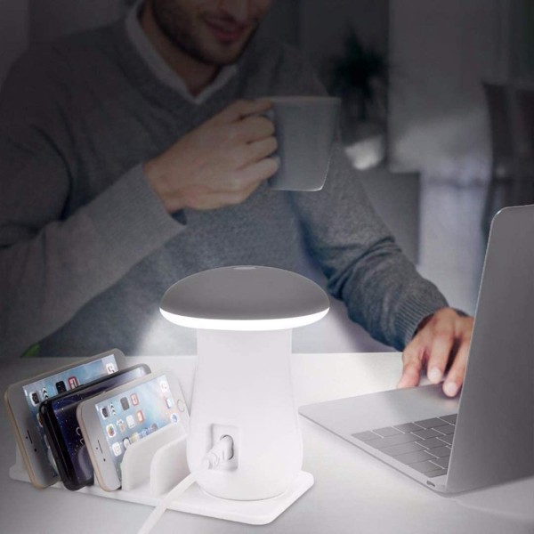Zummy | Lampe champignon DEL et chargeur USB multi-ports