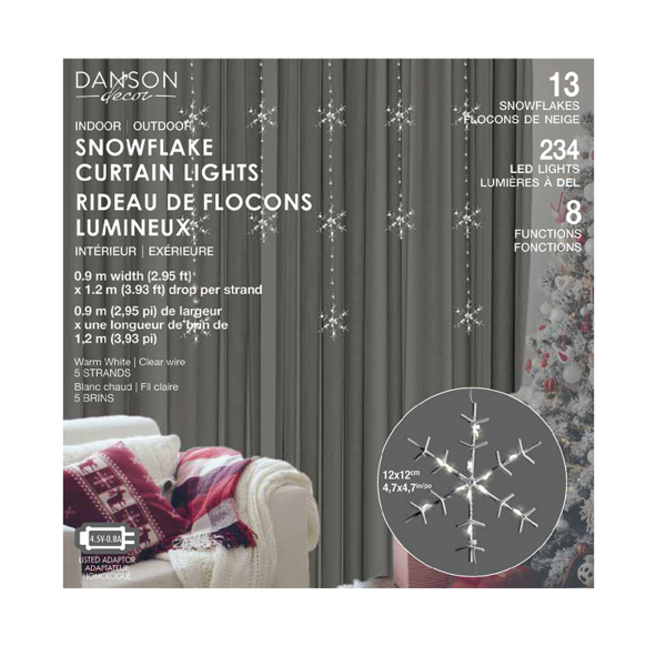 234 Light Metal Snowflake Curtain Light 0.9m