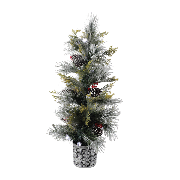 Pine Tree Snowy Fiber Optic W/decoration