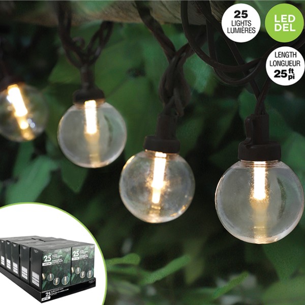 Guirlande haute tension G40 avec 25 lumières DEL blanches chaudes 25 pi