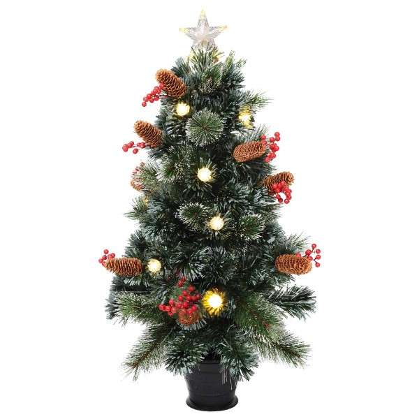 Fiber Optic Tree With star Top 90cm 80 Tips Black With white Light
