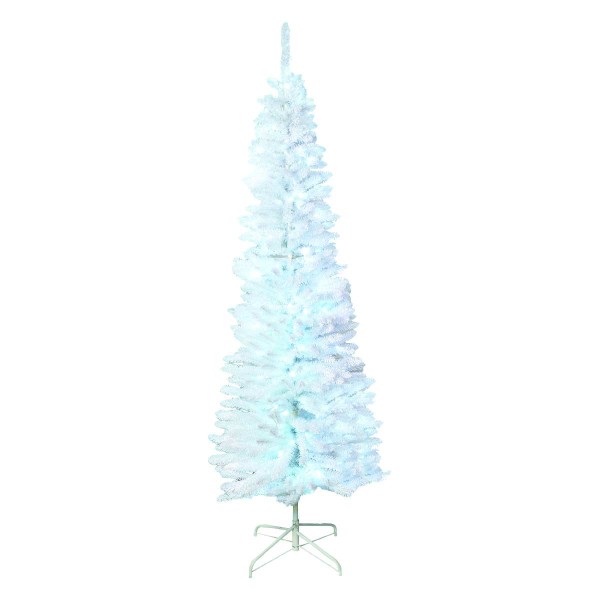 2.1m Prelit White Slim Tree 200 Pure White 5mm Led Lights