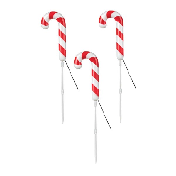 40l Outdoor 60cm Red/white Plastic Candy Cane Lawn Stakes