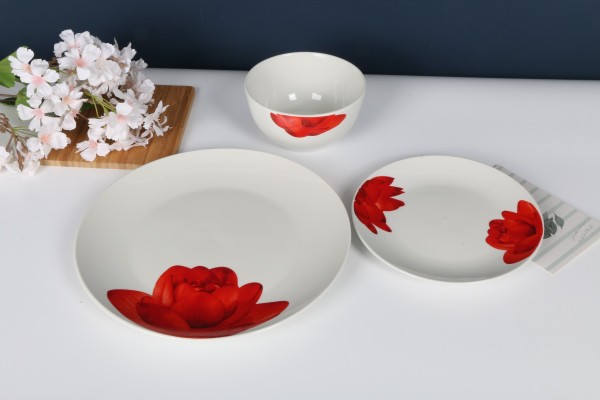 Service de vaisselle 12 pièces Lotus Rouge
