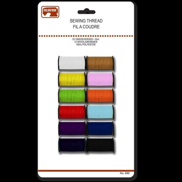12 Colours Polyester Thread - Magasins Hart | Hart Stores
