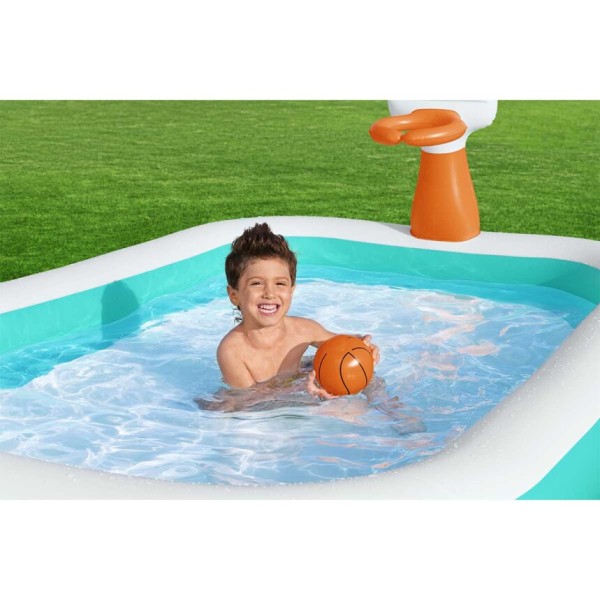 Bestway® Piscine familiale gonflable avec panier de basket ''Dunk n’ Splash™'' 2,51 m x 1,68 m x 1,02 m