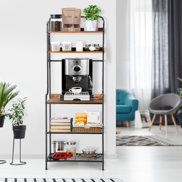 Bakers Metal Rack With Wood Shelves