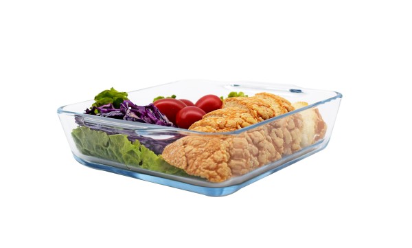 Plat de Cuisson Carré en Verre à Haute Teneur en Borosilicate 1.5L