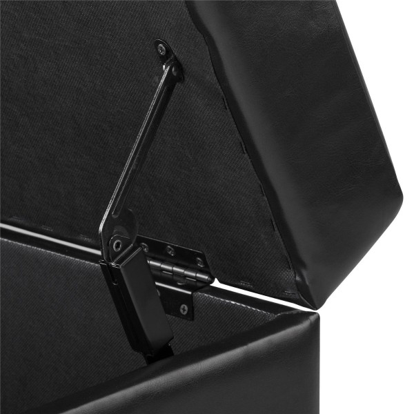 Faux Black Leather Upholstered Storage Ottoman