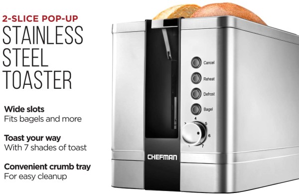 Chefman - Grille-pain en acier inoxydable
