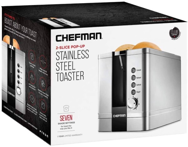 Chefman - Grille-pain en acier inoxydable