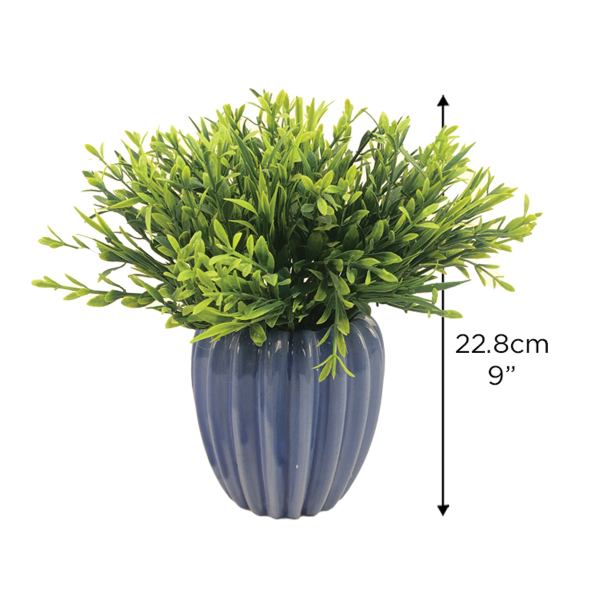 Pot en céramique bleu gazon
