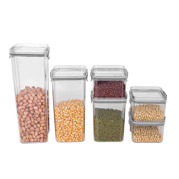 A La Cuisine - Set de 6 récipients hermétiques en plastique avec couvercle