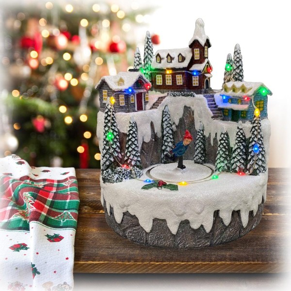 Xmas Musical Village Mountain Church & Skater - Magasins Hart | Hart Stores
