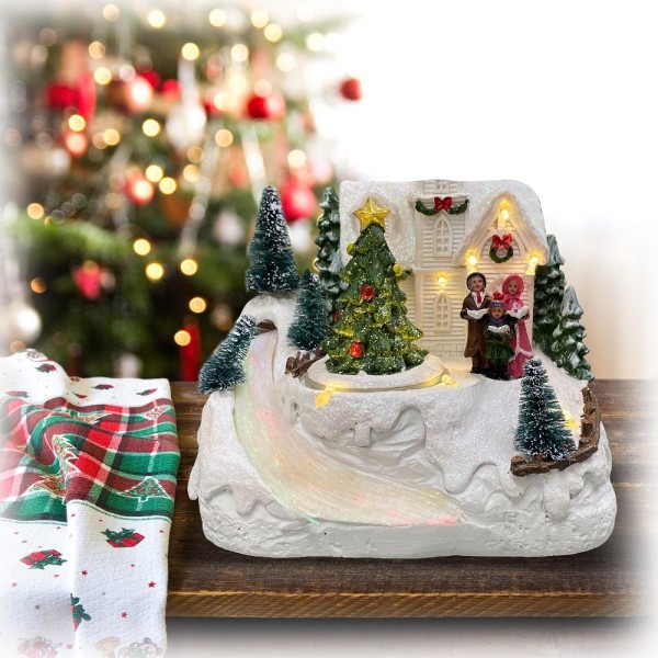 Xmas Musical Village Tree Turning & River - Magasins Hart | Hart Stores