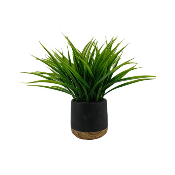 Grass Cement Blk Pot Wood Base 30.5x30.5