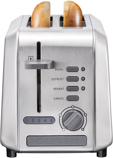 Chefman - Grille-pain à 4 tranches | Acier inoxydable