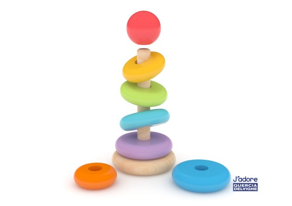 J'adore Rainbow Wooden Ring Stacker