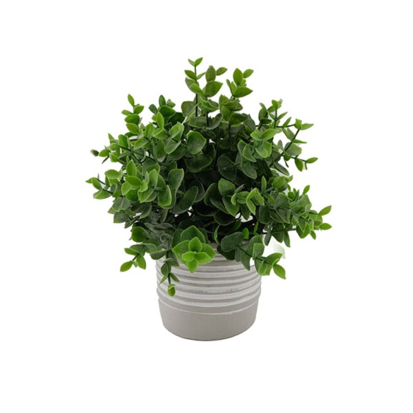 Grass Cement Pot White Grey Stripe 24x25