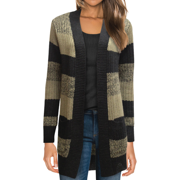 O/s Striped Open Front Cardigan Shawl
