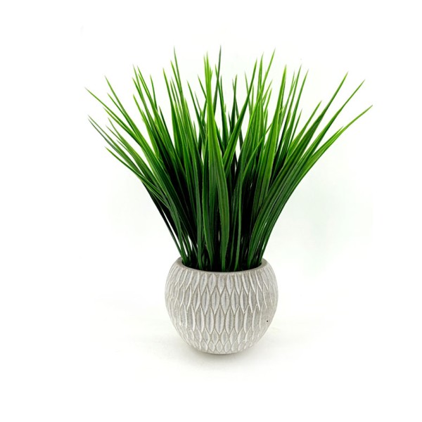 Grass Cement Diamond Pot White Grey 30x30