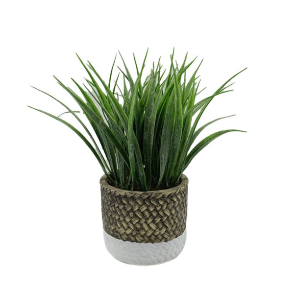 Grass Cement Stitch Pot White Grey 20x22