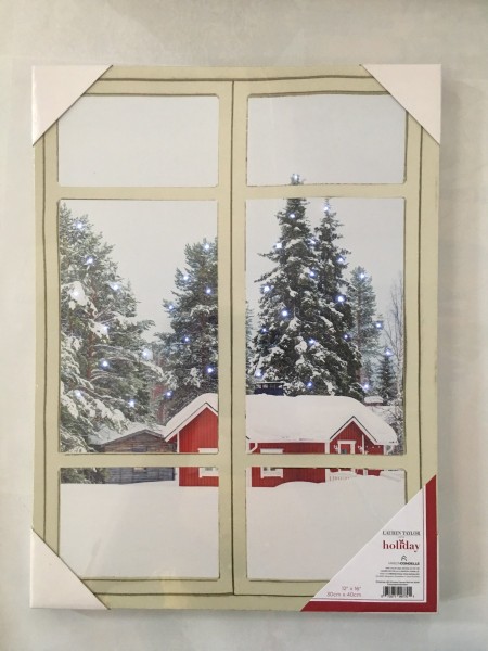 Art mural sur toile imprimée avec DEL | Fenêtre de Noël 30 x 40