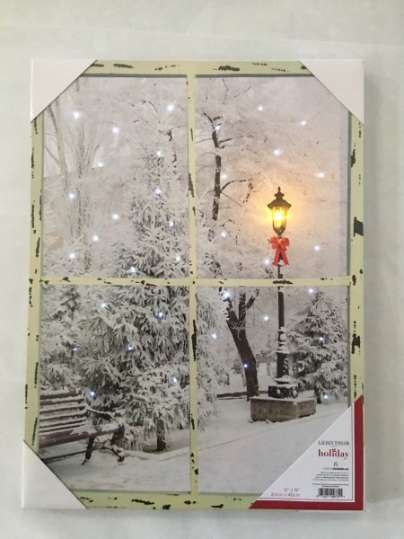 Art mural sur toile imprimée avec DEL | Fenêtre de Noël 30 x 40